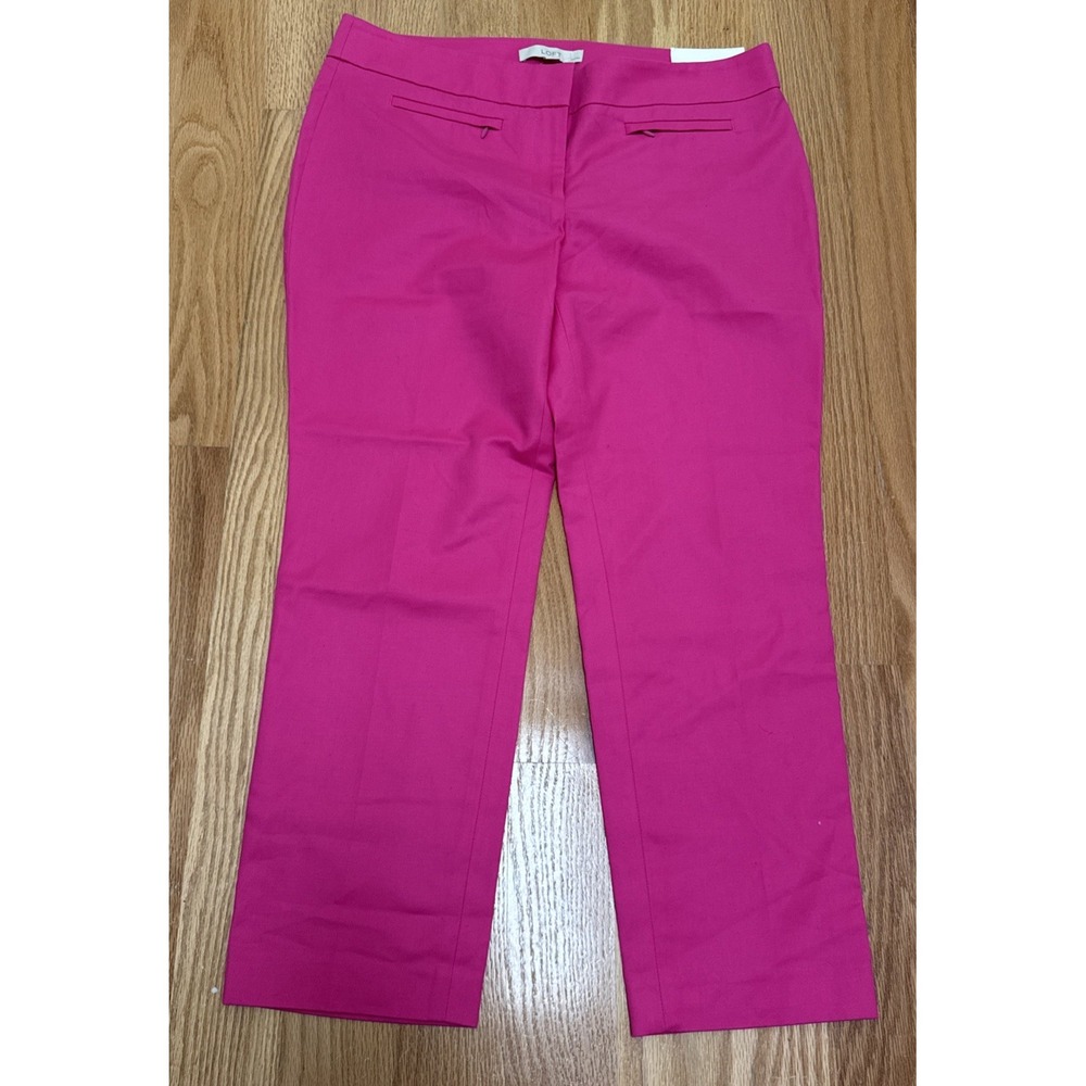 Women's Ann Taylor Pink Pants Size 12 Petite Career Office Marisa Skinny Stretch